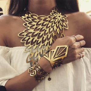 Peacock Gold Statement Necklace